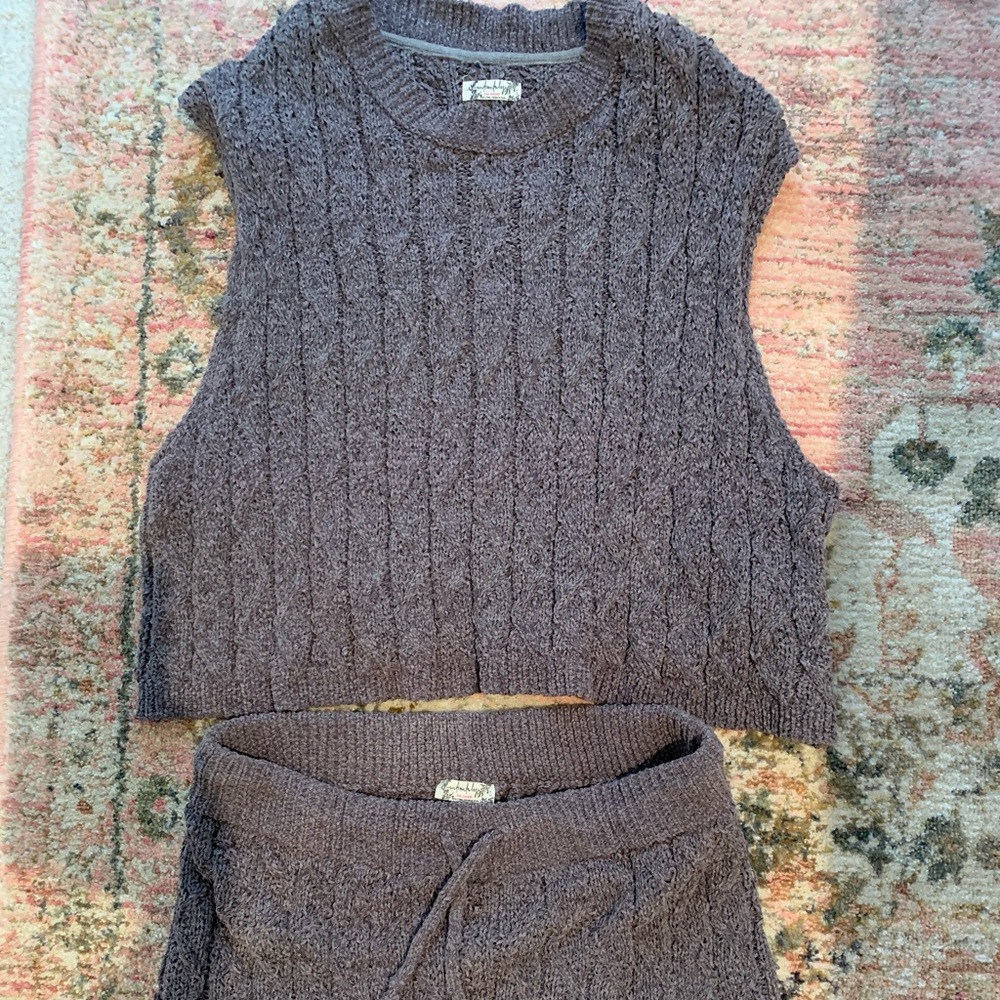 Free people, grey knit sweater set (loungewear)